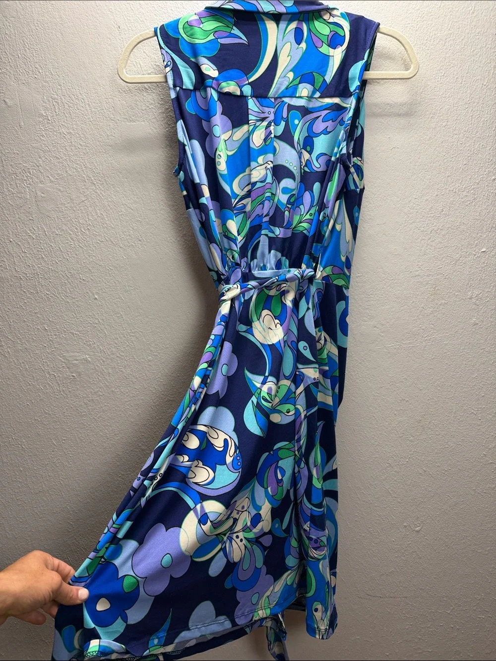 Donna Morgan Navy Multi Floral-Print Sleeveless Wrap Cover-Up